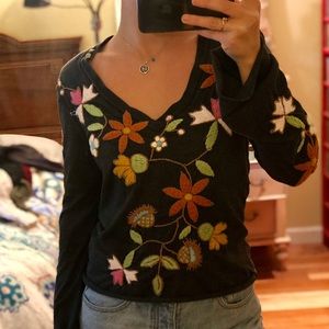 Joystick Embroidered Floral Long Sleeve